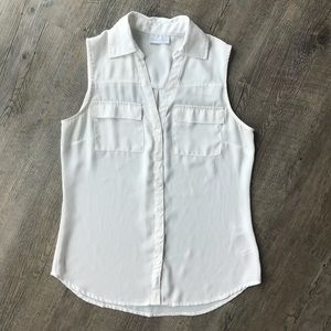 White Sleeveless Camp Shirt XS